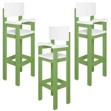 Kit 3 Cadeiras Alta Refeição Infantil Criança Restaurante Lanchonete MDF Verde/Branco L12