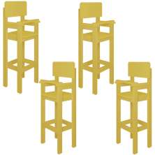 Kit 4 Cadeiras Alta Refeição Infantil Criança Restaurante Lanchonete MDF Amarelo Mel L12