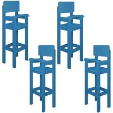 Kit 4 Cadeiras Alta Refeição Infantil Criança Restaurante Lanchonete MDF Azul Claro L12