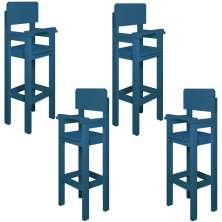 Kit 4 Cadeiras Alta Refeição Infantil Criança Restaurante Lanchonete MDF Azul L12