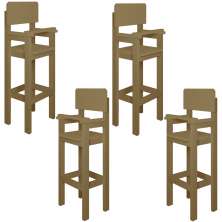 Kit 4 Cadeiras Alta Refeição Infantil Criança Restaurante Lanchonete MDF Bege L12