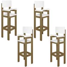 Kit 4 Cadeiras Alta Refeição Infantil Criança Restaurante Lanchonete MDF Bege/Branco L12