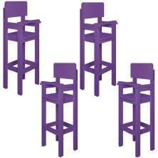 Kit 4 Cadeiras Alta Refeição Infantil Criança Restaurante Lanchonete MDF Lilás L12