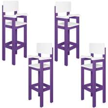 Kit 4 Cadeiras Alta Refeição Infantil Criança Restaurante Lanchonete MDF Lilás/Branco L12