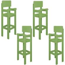 Kit 4 Cadeiras Alta Refeição Infantil Criança Restaurante Lanchonete MDF Verde L12