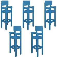 Kit 5 Cadeiras Alta Refeição Infantil Criança Restaurante Lanchonete MDF Azul Claro L12