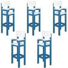 Kit 5 Cadeiras Alta Refeição Infantil Criança Restaurante Lanchonete MDF Azul Claro/Branco L12