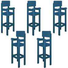 Kit 5 Cadeiras Alta Refeição Infantil Criança Restaurante Lanchonete MDF Azul L12