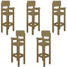 Kit 5 Cadeiras Alta Refeição Infantil Criança Restaurante Lanchonete MDF Bege L12
