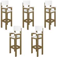 Kit 5 Cadeiras Alta Refeição Infantil Criança Restaurante Lanchonete MDF Bege/Branco L12
