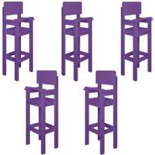 Kit 5 Cadeiras Alta Refeição Infantil Criança Restaurante Lanchonete MDF Lilás L12