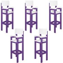 Kit 5 Cadeiras Alta Refeição Infantil Criança Restaurante Lanchonete MDF Lilás/Branco L12