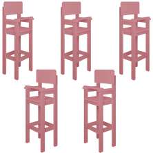Kit 5 Cadeiras Alta Refeição Infantil Criança Restaurante Lanchonete MDF Rosa L12