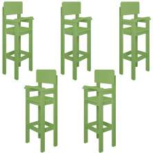 Kit 5 Cadeiras Alta Refeição Infantil Criança Restaurante Lanchonete MDF Verde L12