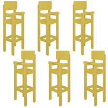 Kit 6 Cadeiras Alta Refeição Infantil Criança Restaurante Lanchonete MDF Amarelo Mel L12