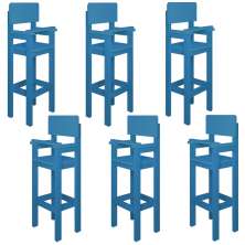 Kit 6 Cadeiras Alta Refeição Infantil Criança Restaurante Lanchonete MDF Azul Claro L12