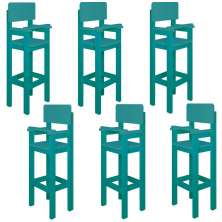 Kit 6 Cadeiras Alta Refeição Infantil Criança Restaurante Lanchonete MDF Azul Turquesa L12