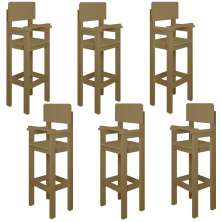 Kit 6 Cadeiras Alta Refeição Infantil Criança Restaurante Lanchonete MDF Bege L12