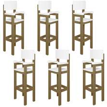 Kit 6 Cadeiras Alta Refeição Infantil Criança Restaurante Lanchonete MDF Bege/Branco L12