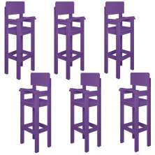 Kit 6 Cadeiras Alta Refeição Infantil Criança Restaurante Lanchonete MDF Lilás L12