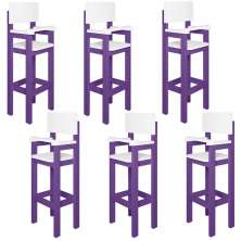 Kit 6 Cadeiras Alta Refeição Infantil Criança Restaurante Lanchonete MDF Lilás/Branco L12