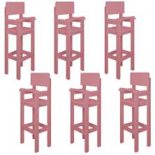 Kit 6 Cadeiras Alta Refeição Infantil Criança Restaurante Lanchonete MDF Rosa L12