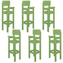 Kit 6 Cadeiras Alta Refeição Infantil Criança Restaurante Lanchonete MDF Verde L12
