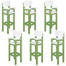 Kit 6 Cadeiras Alta Refeição Infantil Criança Restaurante Lanchonete MDF Verde/Branco L12