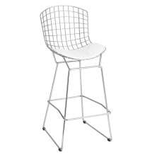 Banqueta Bertoia Branca e Cromada