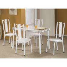 Conjunto de Mesa Bianca com 4 Cadeiras Branco e cinza