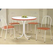 Conjunto de Mesa com 4 Cadeiras Leila Branco e laranja