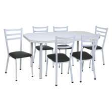 Conjunto de Mesa com 6 Cadeiras Beatriz Preto e Branco
