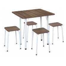 Conjunto de Mesa de Cozinha com 4 Bancos Nádia Marrom e Branco
