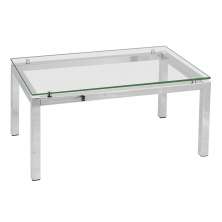 Mesa de Centro Retangular Cromada Aço Transparente