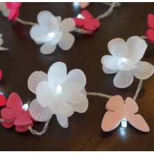 Cordão Luminoso Luz de Fada Flores e Borboletas 110v