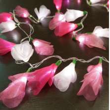Cordão Luminoso Luz de Fada Organza 3 Tons de Rosa 110v