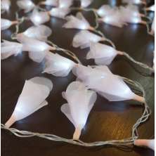 Cordão Luminoso Luz de Fada Organza Rosa Bebê 110v