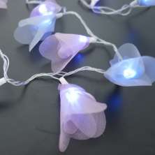 Cordão Luminoso Luz de Fada Organza Rose e Prata 110v