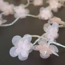 Cordão de Luz - Luz de Fada Florzinha Organza Rosa Bebê Bivolt