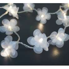 Cordão de Luz LED - Luz de Fada Florzinha Organza Branca Bivolt