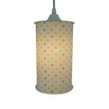 Luminária Pendente Cilíndrica Estampa Mini Triângulos Coloridos