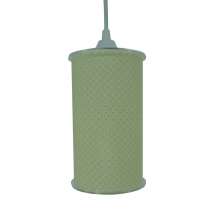 Luminária Pendente Cilíndrica Tecido Arabesco Amarelo