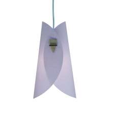Luminária Pendente Revestida com Tecido Rosa e Branco Modelo Envelope