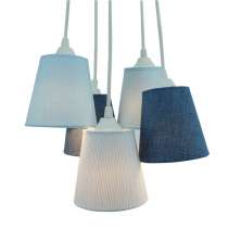 Lustre Pendente 5 Cúpulas Quarto de Menino Azul e Branco