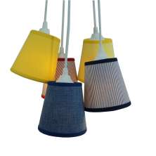 Lustre Pendente Bebê 5 Cúpulas Revestidas Com Tecidos