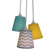 Lustre Pendente Bebê Cacho Mix Chevron  Cinza, Amarelo e Verde