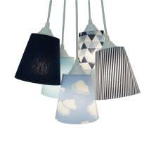 Lustre Pendente Bebê Cacho Nuvens Azul E Branco