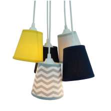 Lustre Pendente Bebê Chevron Cinza, Amarelo e Azul Marinho