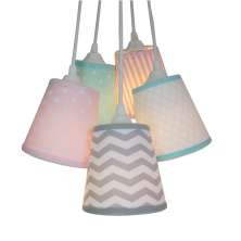 Lustre Pendente Bebê Chevron Cinza, Rosa e Verde Água