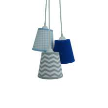 Lustre Pendente Bebê Chevron, Pied Poule e Azul Royal